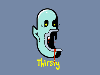 Thirsty character illustration logo thirsty vampire