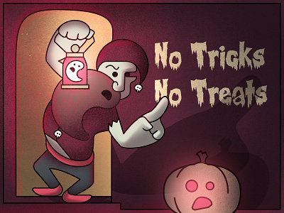 No Tricks No Treats ghost halloween lantern pumpkin treats tricks