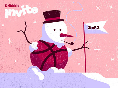 Invite # 2 dribbble invite flag frosty invite. snow snowman