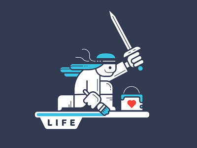 Life Meter bandana blue brush bucket gaming heart illustration life meter paint sword warrior