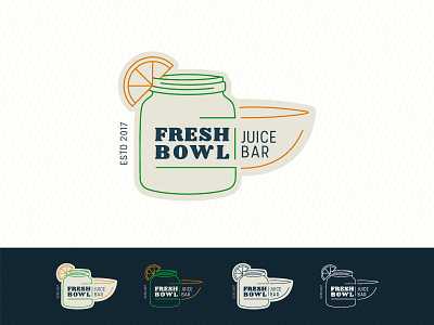 Fresh Bowl Logo bar bowl fresh juice line work mason jar orange slice