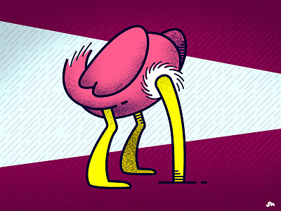 Head in the sand cartoon expression illustration ostrich