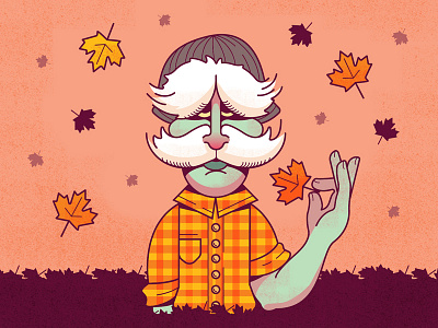 Flannel Plaid shirts are back autumn fall illustration leaf moustache plaid shirt toque