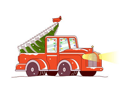 Last Minute Tree bird cardinal christmas christmas tree holidays last minute snow truck