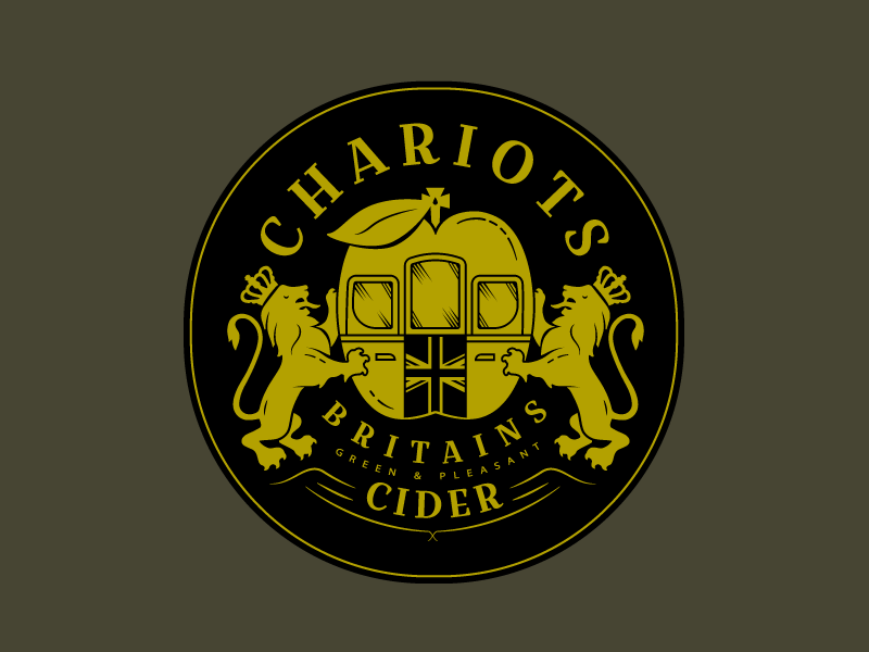 Chariots (Cleaned Up) union jack apple lion britain uk chariot illustration logo cider