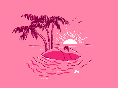 Invitation dribbble illustration invite island palm player sea sun