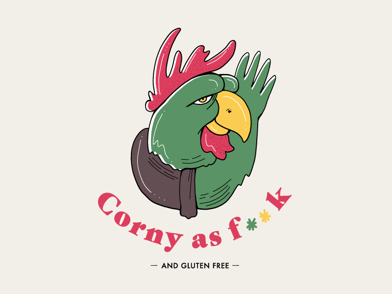 Cornflakes V2 illustration gluten free funny design rooster corny corn flakes