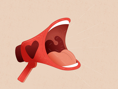 Mega Love art cartoon comic heart illustration love megaphone mouth valentine valentine day