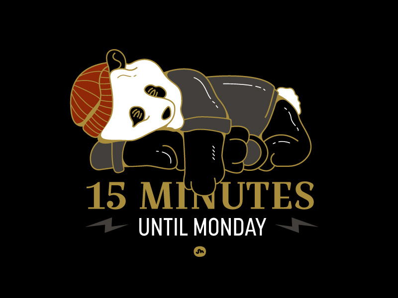 15 til' Monday snooze sleep lightning design sleepy monday illustration panda