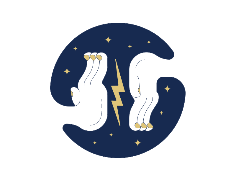 Hands for fun stars circle lightning illustration hands