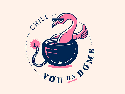 You Da Bomb bath bird bomb chill doodle flamingo illustration spa