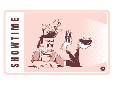 SHOWTIME chips daily life dog illustration popcorn remote show showtime snacks tv