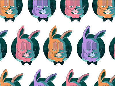 Rabbit polka dot bow tie illustration pattern rabbit