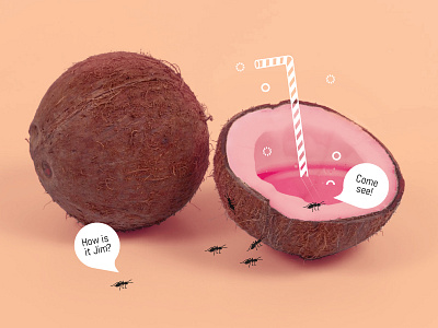 Invites x 2 ants coconut dribbble drink drinks invite invites juice straw summer