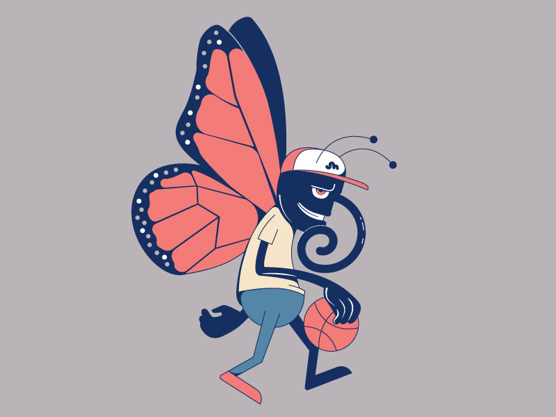 Just like Butter character illustration dude basketball butterfly