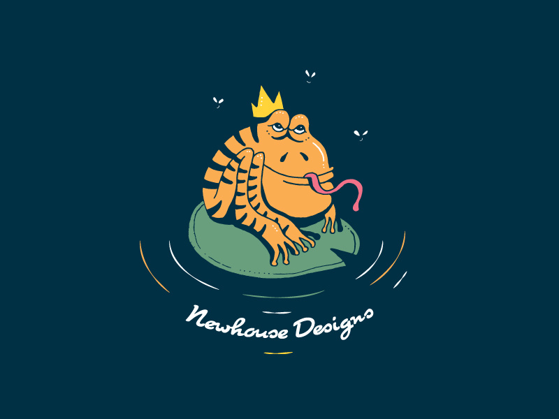 King Frog doodle illustration design tiger crown king frog