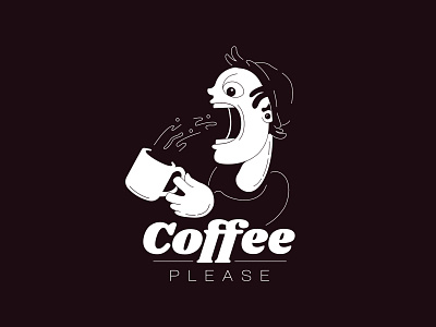 Coffee Please black and white coffee dude illustration internationalcoffeeday please practise