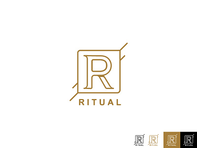 Monogram concept gold logo minimal monogram r ritual