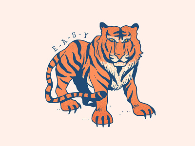 Easy Tiger animal design drawing easy illustration rough stripes tiger