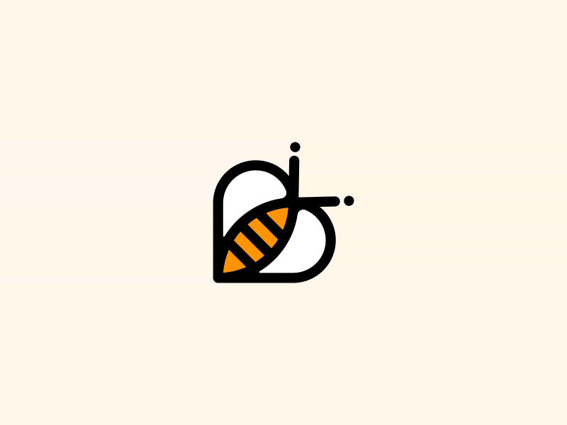 Bees again bee bees cute design heart linework logo logo design nature simple tribe