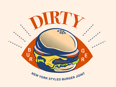 Dirty Burger burger illustration logo vintage