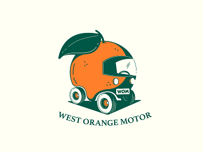 W.O.M car design fruit illustration logo orange ride westcoast wheels