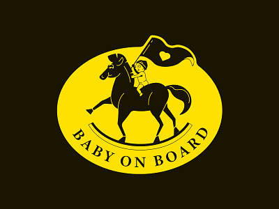 Baby on Board! baby black black and yellow design heart horse illustration rocking horse sticker warning yellow