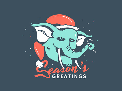 Season's Greeting artwork candy cane christmas design elephant handdrawn holidays illustration santa seasons greetings