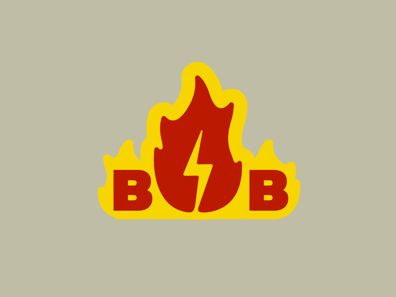BB Hot saaaoowce! apostrophe bb buffalo flame gif hot hot sauce lightning lightning bolt logo red sauce typography yellow