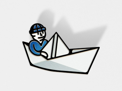 Paper Sailor, Blue boat design enamel pin fold folded illustration paper paper boat pin pin design sailor series ship