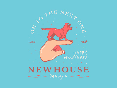 Moving On 2019 29 design dog hand happy new year illustration new year onward pointing