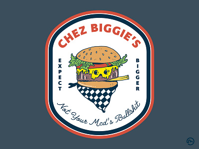 Chez Biggie's bandana big bigger burger cartoon doodle drawing fast food food fries illustration mcds personification