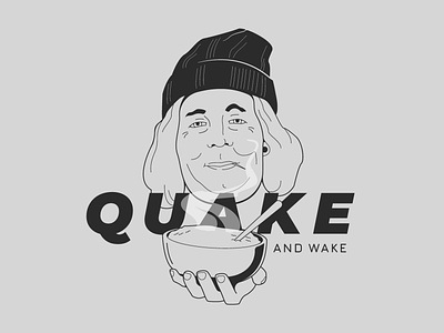 Quake and Wake black and white breakfast design doodle face funny graphic illustration oatmeal oldschool quaker visual wake