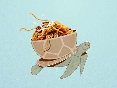 Pasta and Turtle 🐢 collage experiment illustration pasta spaghetti turtle