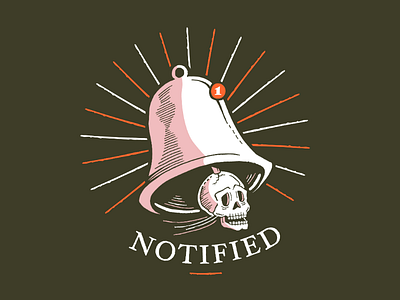 Notified bell colours design drawing illustration skull