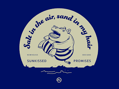 Sunkissed Promises cannonball design hippo illustration pool summer