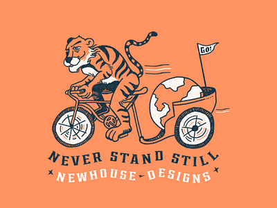 Never Stand Still bike design doodle drawing illustration rickshaw ride tiger world