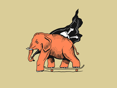 Keep Pushing drawing elephant flag illustration pirate skateboard