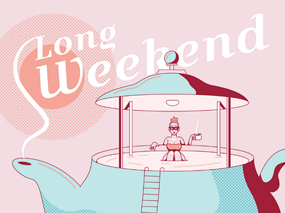 3 Day Weekend clean hot tub illustration linework pool summer tea tea pot