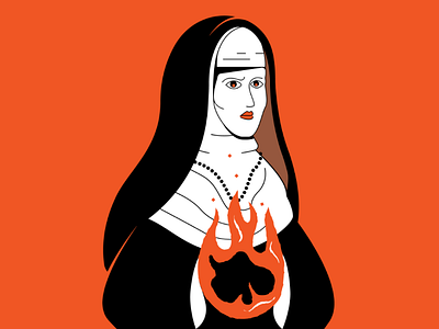 And it burns burns burns... drawing graphic halloween illustration nun ring of fire spooky