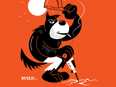 Build... halloween hardhat illustration inktober jackhammer werewolf