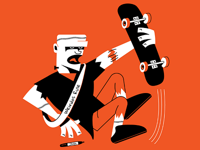Misfit + Sling arm sling frankenstein halloween illustration inktober inktober 2019 misfit skateboard sling