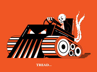 Tread... halloween illustration inktober orange skull tank tread