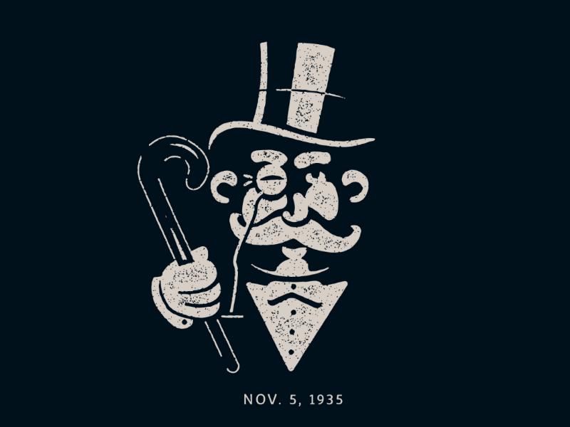 Today in History... boardgame game classic grit texture illustration logo today in history monopoly
