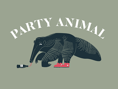 Party Animal animal anteater booze butler font christmas party design doodle illustration party party animal