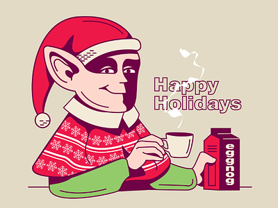 Christmas Creamer christmas coffee creamer doodle drawing eggnog elf holidays illustration vector