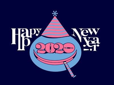 2020 + Dribbble Invite 2020 dribbble happy new year illustration invite party hat typography