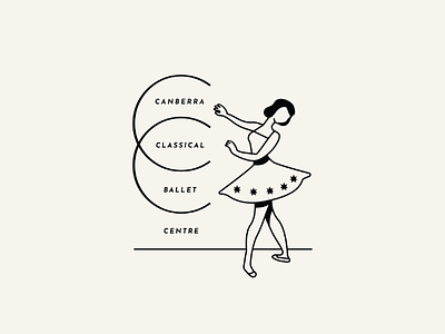 Canberra Classical Ballet Centre ballerina ballet classical concept dance duogram illustration logo minimal