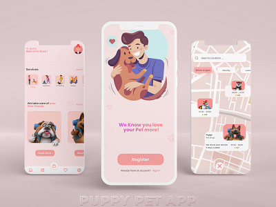 Puppy Pet App app branding design graphic design minimal mobileapp pet ui ux website