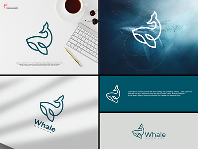 Whale logo line animal branding design fish graphic design icon illustration logo pet typography vector whale